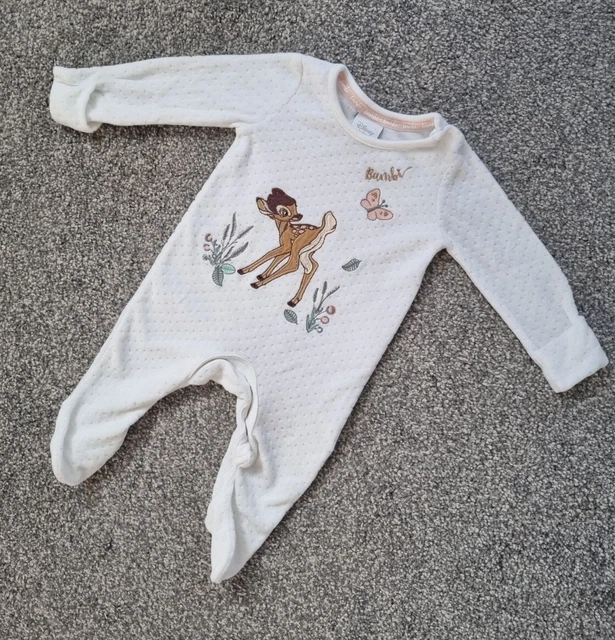 Baby Girls Disney Velour Babygrow Bambi Newborn sparkly cosy warm sleepsuit g