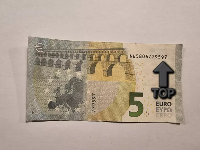 Banconota 5 Euro Numero Di Serie Storto Errore di stampa raro