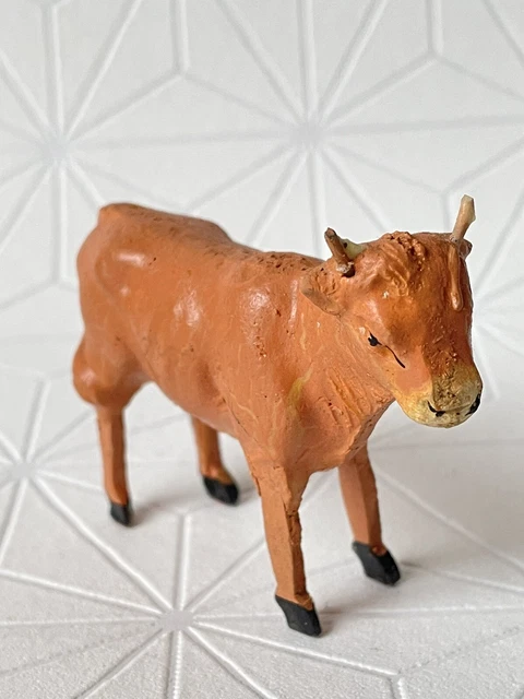 Santon Devineau Ancien – Bœuf / Vache De Crèche, 5,7 Cm, France 1930