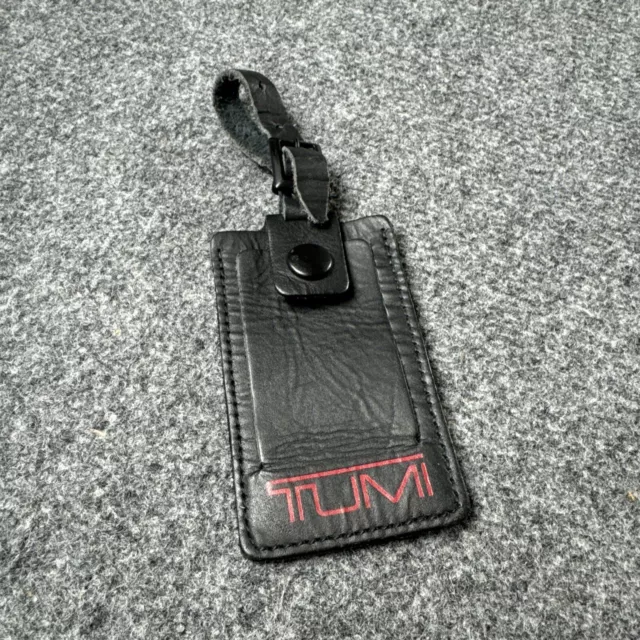 Tumi Luggage Tag Leather ID Black For Suitcase Bag Briefcase Adjustable Vtg