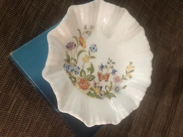 Aynsley Cottage Garden Fine Bone China Scalloped Pin Trinket Dish 13.5cm Wide