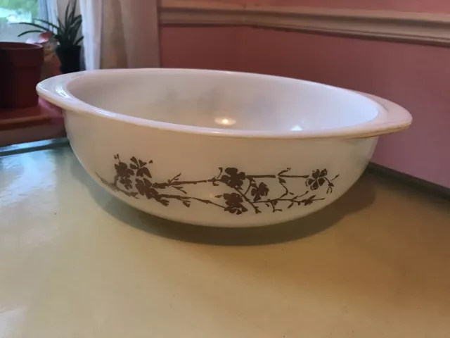 VTG Pyrex Golden Branches Promotional Bowl Casserole 2 Qt no Lid 024