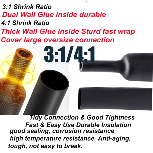 Heatshrink Tube 4:1 3:1 Glued Heat Shrink Kit Electrical Cable Wire Insulation 3