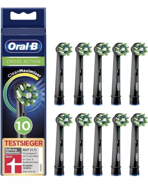 Oral-B CrossAction Aufsteckbürsten 10x Zahnbürstenaufsatz CleanMaximiser Schwarz