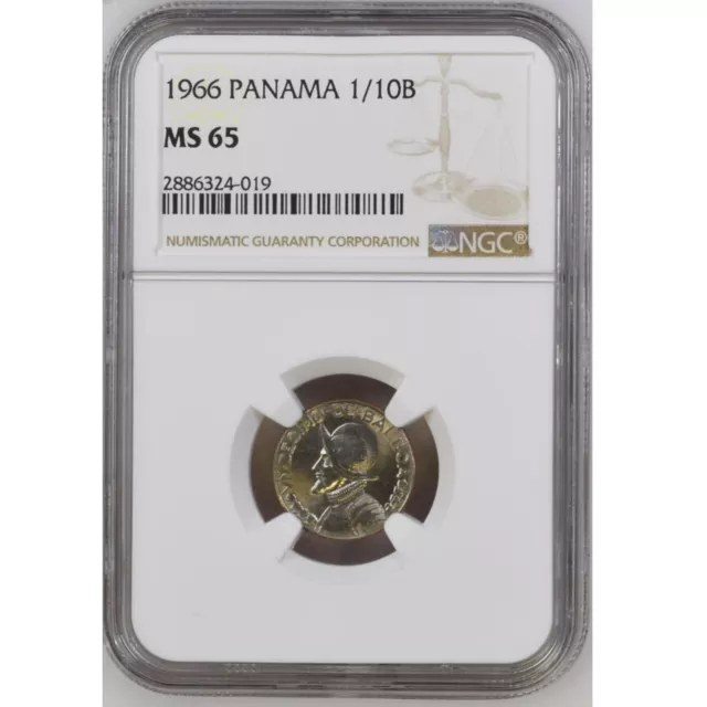 1966 Panama 1/10B Un Decimo de Balboa NGC MS 65