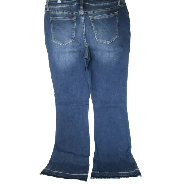 Colleen Lopez Indigo Flare Jeans Released Hem 120GYI075 Cotton Blend 14 (B4-128)