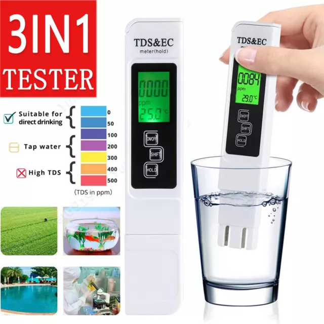 Digital Tester TDS EC PPM Meter Water Purity Hydroponics Water Quality Test Pen