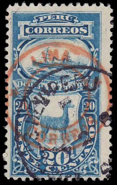 Pérou Taxe 15 1882 Timbres De 1874-79 Avec Overload Lima-Correos À Rouge Utilisé