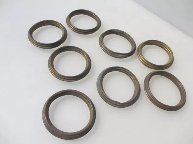 Antique Brass Curtain Rings Victorian Holder Hangers Vintage Gilt x8 - 3.25"W