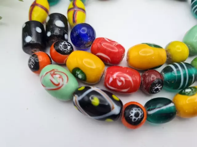 Strang bunte Lampwork Glasperlen aus Indien Replikate alter Perlen Handarbeit 2