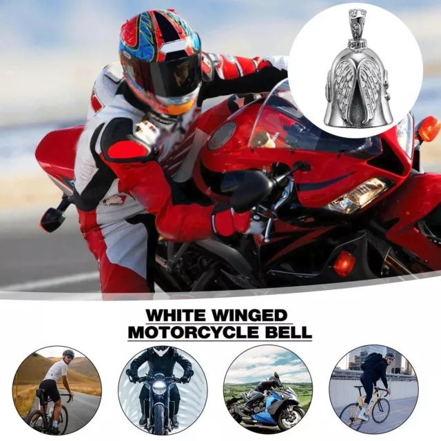 1pcs White Winged Motorcycle Bell Angel Guardian Biker Riding Bell