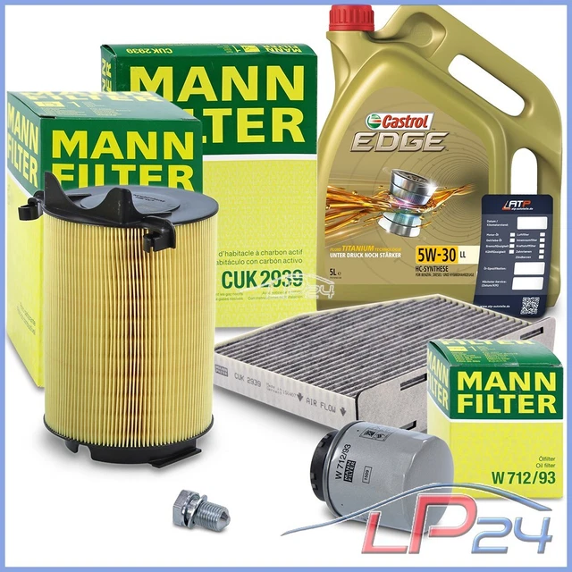Mann-Filter Kit Révision + 5L Edge Fst 5W-30 Ll Pour Audi A3 8P 1.4 Tfsi 08-10