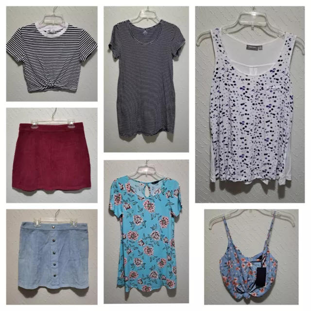 Mixed Lot Of Women's Summer Clothing Size XS 8 10 Tops Skirts Dresses 7 Items