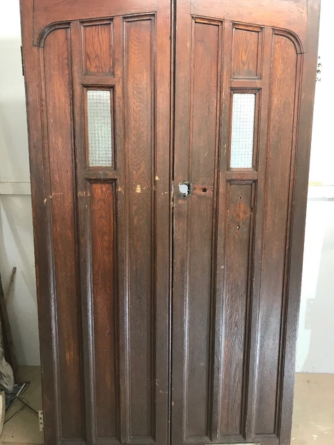Solid Oak Front Door Set Antique Period Reclaimed Old Double Arts Crafts Arched 3