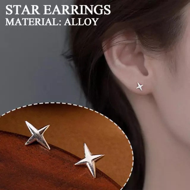 Fashion Cross Star Zircon Stud Earrings Four-Pointed Star Personality Earrings>
