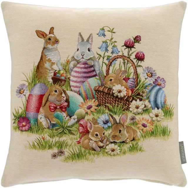 Kissenbezug Ostern Gobelin 45x45 Osterkissen Dekokissen Kissenhülle Hasen Kissen