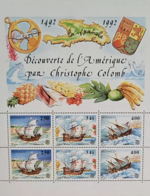 Monaco Feuillet n°57 Timbres neufs** 1992.