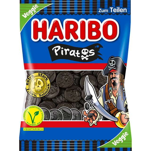 Haribo Piratos extra-Strong Fisso Salzige Lakritztaler Veggie