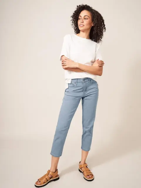 White Stuff Brooke Women's Straight Crop Jeans Comfort Fit Ladies Casual Pants