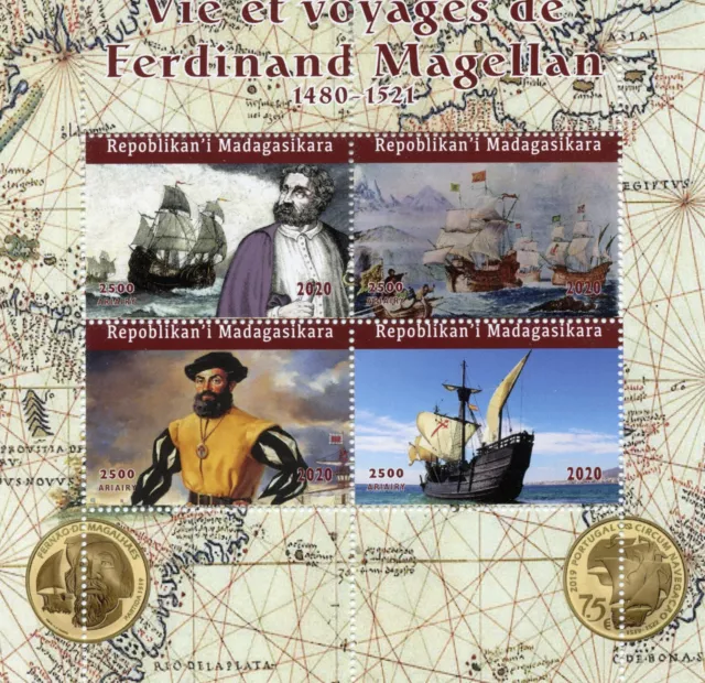 Madagascar Ships Stamps 2020 MNH Ferdinand Magellan Voyages Exploration 4v M/S