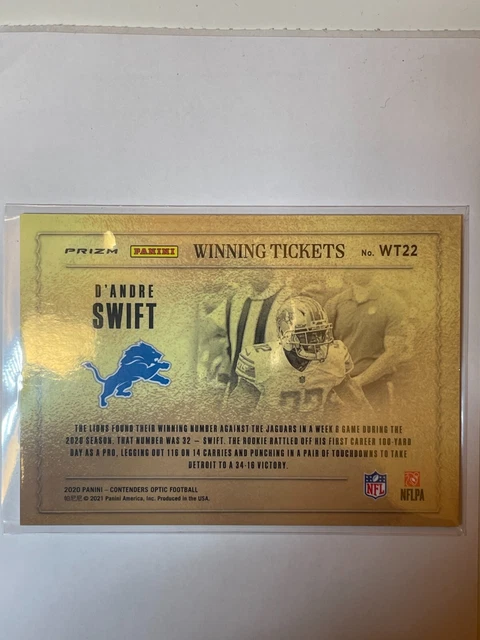 2020 Contenders Optic Winning Tickets D'Andre Swift #WT22 Silver Prizm Rookie RC 2
