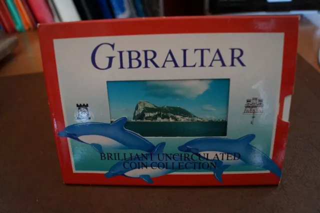 2000 Gibraltar Brilliant Uncirculated 9 Coin Set In Mint Condition.