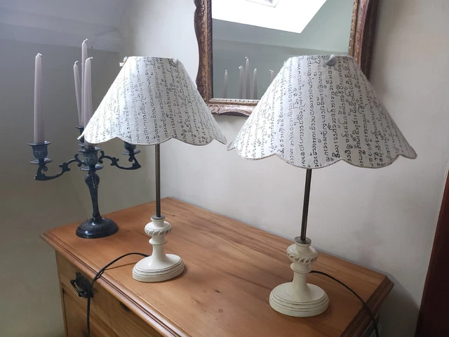 Paire de lampe boule bois vintage chevet style scandinave 32 X