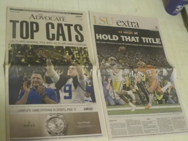 🔥 LSU TIGERS 2019 NATIONAL CHAMPIONS ADVOCATE NEWSPAPER A and SPORTS SECTIONS