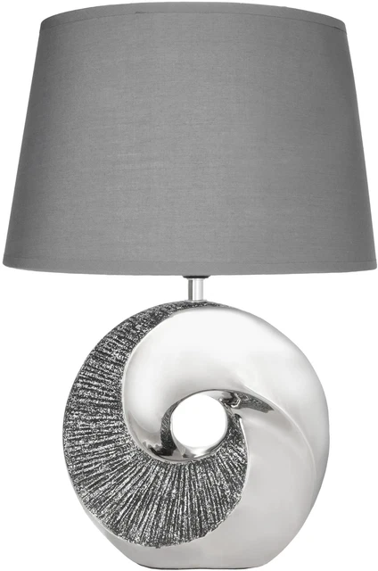 Brubaker Lampada da Tavolo o da Comodino Hippo Ballerina - Lampada da Tavolo con Base in Ceramica e Paralume in Tessuto - Altezza 43 cm, Bianco Grigio