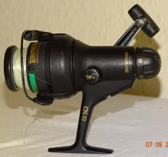 VINTAGE BROWNING 510 Spinning Graphite Spool Fishing Reel Tested