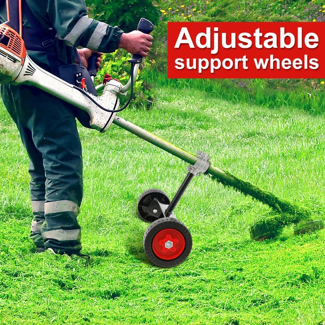LAWN MOWER SUPPORT Wheel Adjustable Weed Trimmer Auxiliary Wheels