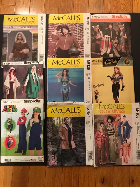 Costume Patterns (8) Adult Mc Calls Simplicity Character Most Uncut 2 Cut Women
