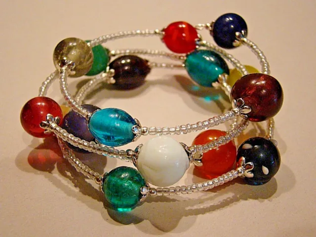 Armband Armreif Bracelet Glas Perlen Damenarmband Spiralform Modeschmuck