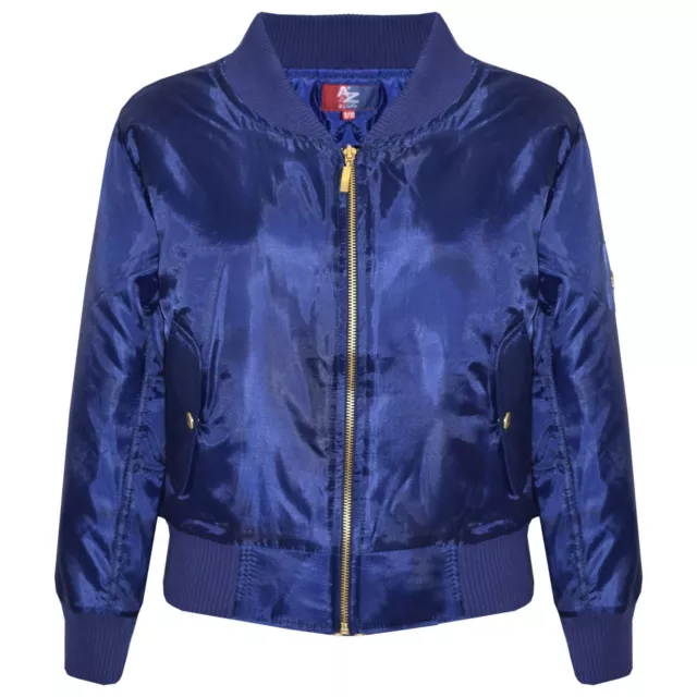 Kids Boys Girls Jacket Navy Bomber Padded Zip Up Biker Jackets MA 1 Coat 3-13 Yr