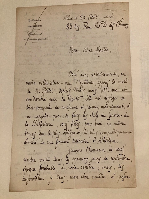 Lettre autographe signée au poète Armand Renaud by Edouard Charton