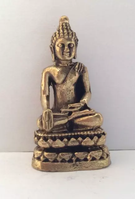 Thai Buda Bhumisparha Amuleto Talisman de Latón Tailandia b524