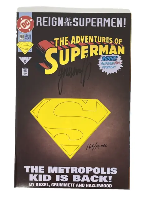 DC Comics Adventures Of Superman # 501 Numbered, Signed by Tom Grummett W/COA