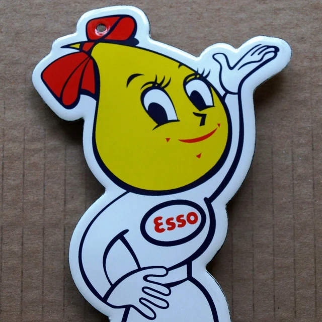 ESSO LINCHEN Tür- Emailschild MAKELLOS Esso Max Öl Benzin Auto Tankstelle PIN UP
