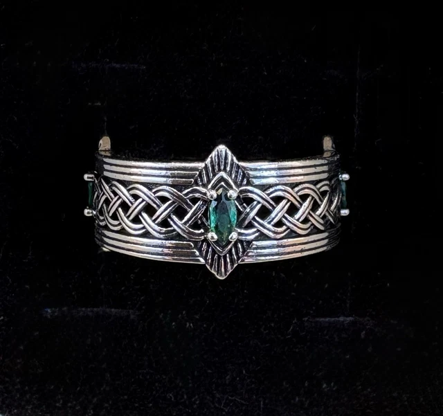 Chevali&egrave;re / Bague Obsidienne Verte Argent - Adattabile, Fatta In Francia