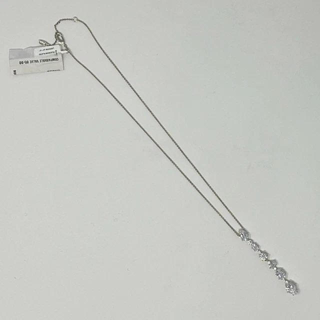 Nadari Platinum Plated Necklace Rhodium CZ