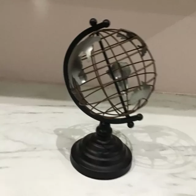 Rustic metal world revolving globe home decor