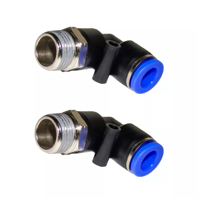 2pc 3/8" OD Tube X 3/8" NPT Pneumatic Male Elbow, Push To Connect Air Fitting