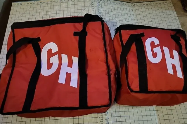 Lot Of 2 Grub Hub Red Large Insulated Food Pizza Delivery Bags Door Dash Uber