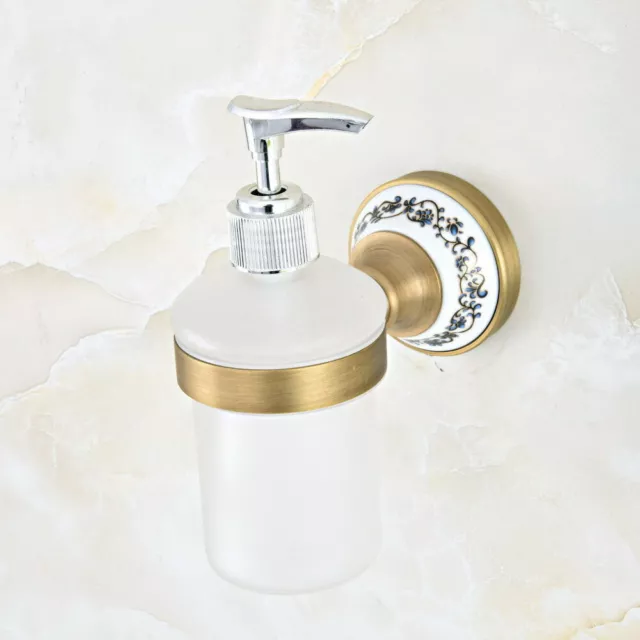 Antique Brass Kitchen Bathroom Wall Mounted Soap Dispensers Holder sba814