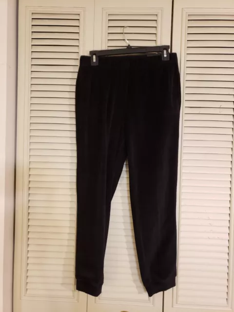 Alfred Dunner Black Velour Jogger Sweat Pants Women’s Size Petite Small NWT!