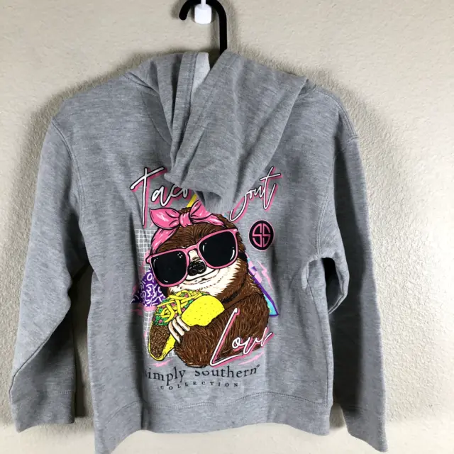 Simply Southern Hoodie Sweater Girls Small Grey Logo Back Graphic Pockets School