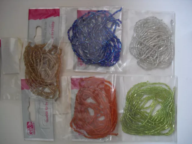 1m/0,25€ Perle zum Schmuck basteln,Indianerperlen,Glas, 4 x 1 m Strang,lose 6 Fb