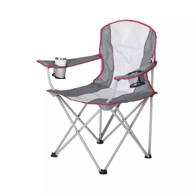 ozark trail basic quad folding camp chair with cup holder gray and off-white