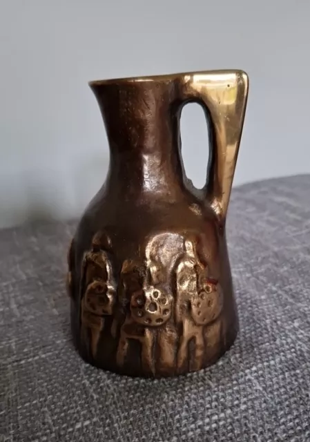 Vase aus Bronze, Horst Dalbeck Henkelvase Krug Rittermotiv