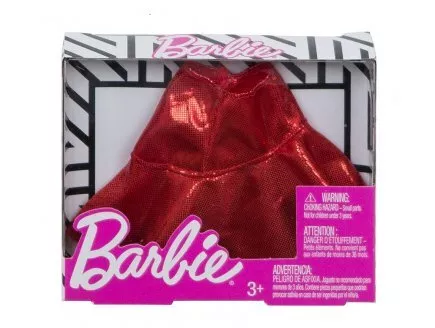 Barbie - Habit Pour Poupee Mannequin - Jupe Brillante Rouge Vetement Tenue Robe